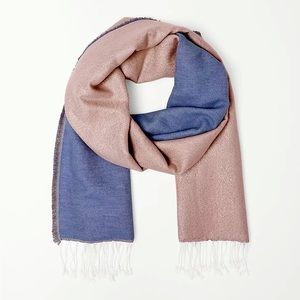 NWT Ann Taylor Reversible Shimmery Tassel Scarf In Primrose Pink